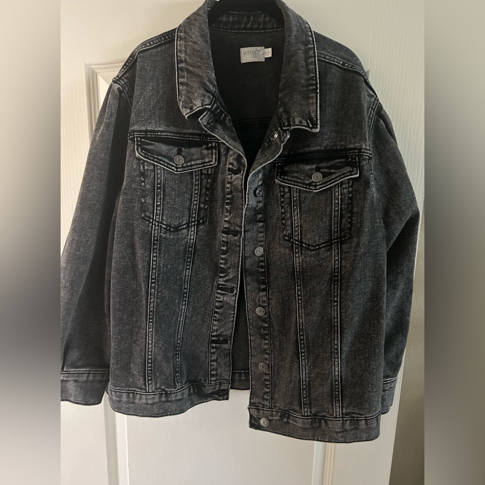 Terra & Sky Black Jean Jacket Classic Denim Style